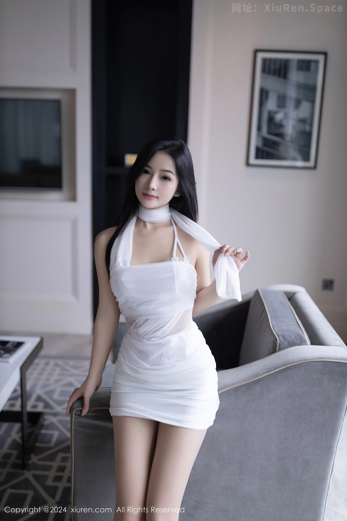 图片[3]-[XiuRen秀人网]VOL.8875 模特谭小灵性感白色连衣短裙配超薄肉丝秀丰腴身材惹火诱惑写真79P-秀人网官方网站